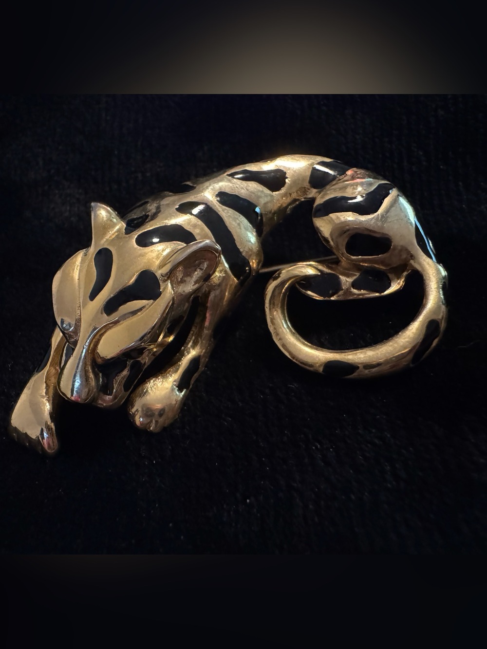 Vintage Gold and Black Leopard Brooch - Fashion Animal Pin